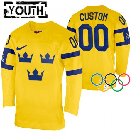 Maillot de Hockey Suède Personnaliser 2022 Winter Olympics Jaune Authentic - Enfant Maillot de Hockey Suède Personnaliser 2022 Winter Olympics Jaune Authentic - Enfant